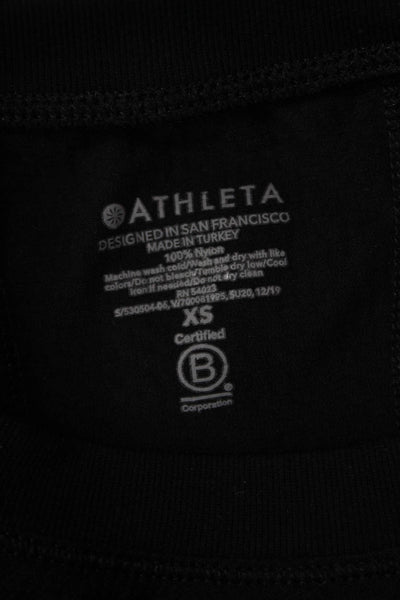 Athleta Women Black Basic T-Shirt Short Sleeve Crew Neck 100% Nylon Size XS