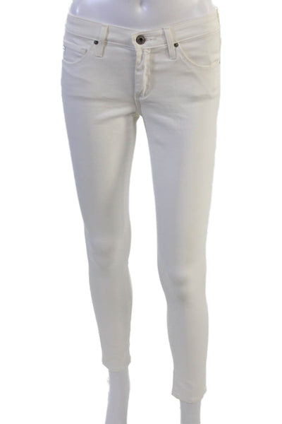 AG Adriano Goldschmied Women Ankle Skinny White Jeans Mid Rise Size 26