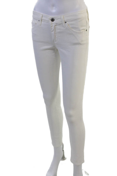 AG Adriano Goldschmied Women Ankle Skinny White Jeans Mid Rise Size 26