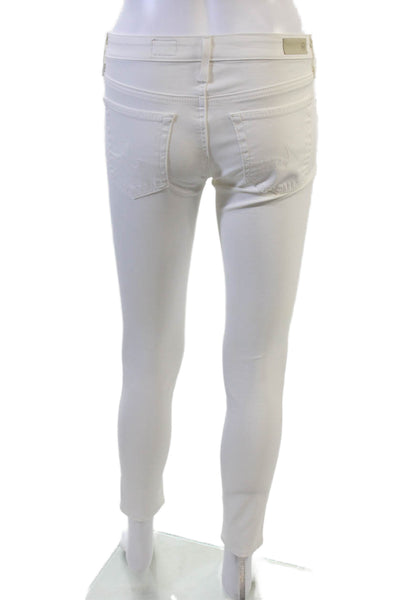 AG Adriano Goldschmied Women Ankle Skinny White Jeans Mid Rise Size 26