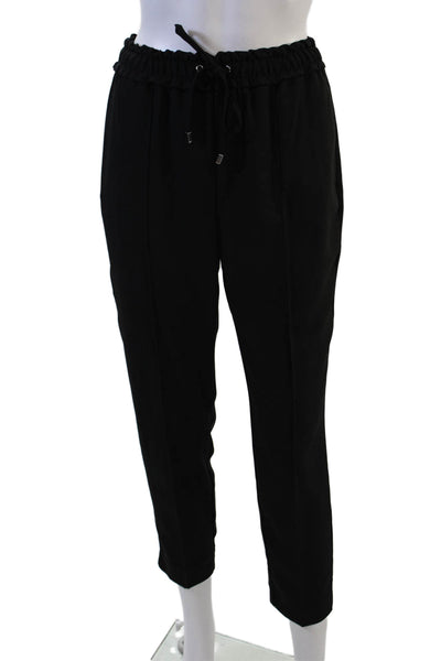 Zara Women Ankle Jogger Pants Black Drawstring Polyester Solid Fall Size XS