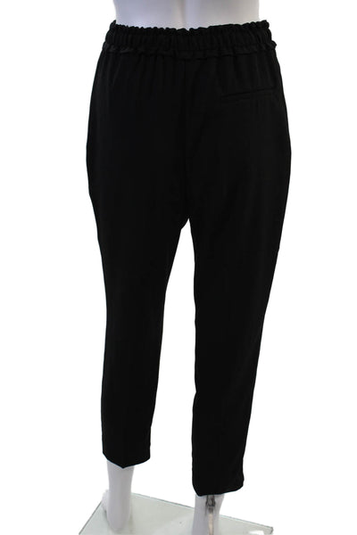 Zara Women Ankle Jogger Pants Black Drawstring Polyester Solid Fall Size XS