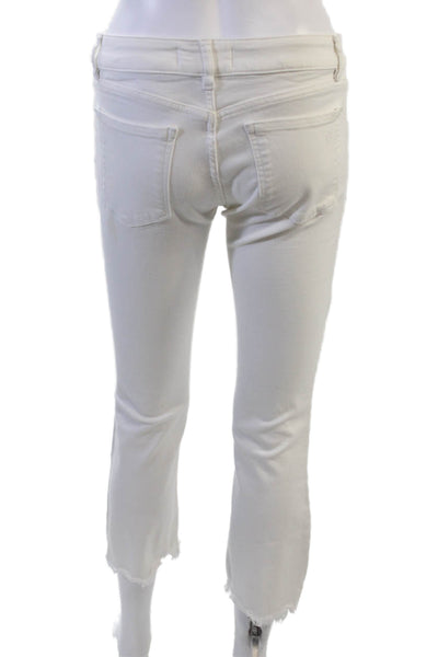 DL1961 Women Cropped Skinny White Jeans Button Mid Rise Size 27