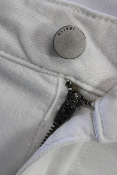 DL1961 Women Cropped Skinny White Jeans Button Mid Rise Size 27