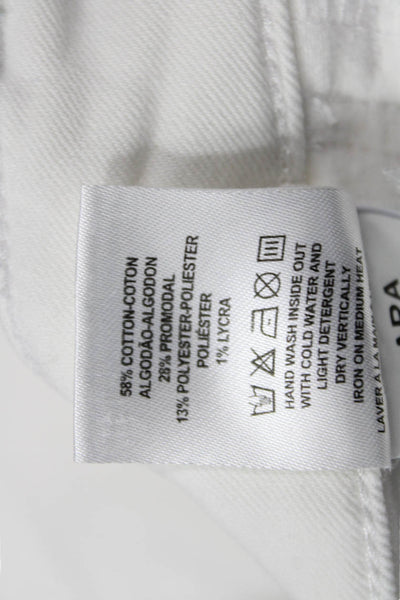 DL1961 Women Cropped Skinny White Jeans Button Mid Rise Size 27