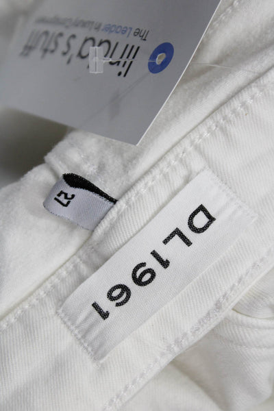 DL1961 Women Cropped Skinny White Jeans Button Mid Rise Size 27