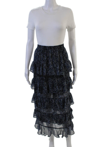 Juniper Blu Women Peasant Midi Skirt Black Polka Dot Polyester Size M