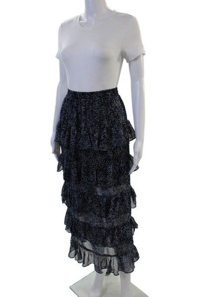 Juniper Blu Women Peasant Midi Skirt Black Polka Dot Polyester Size M