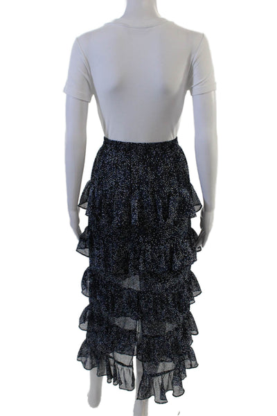 Juniper Blu Women Peasant Midi Skirt Black Polka Dot Polyester Size M