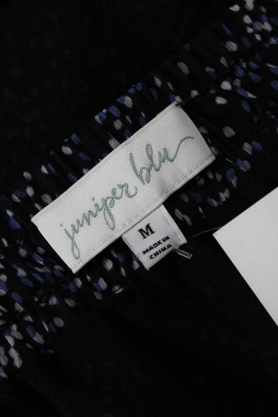 Juniper Blu Women Peasant Midi Skirt Black Polka Dot Polyester Size M