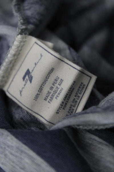 7 For All Mankind Mens Dark Blue Striped Cotton T-Shirt Size L