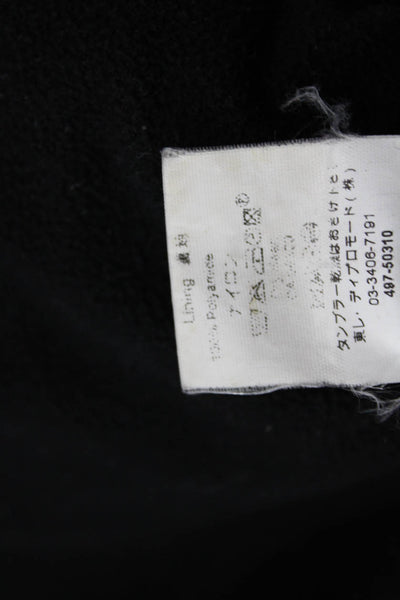 Designer Womens Puffer Jacket Quilted Black Button Collared Size 2