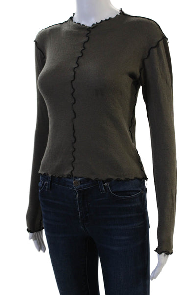 Massimo Dutti Women Dark Gray Cotton Blend Crew Neck Long Sleeve Top Size S