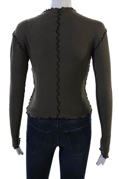 Massimo Dutti Women Dark Gray Cotton Blend Crew Neck Long Sleeve Top Size S