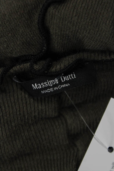 Massimo Dutti Women Dark Gray Cotton Blend Crew Neck Long Sleeve Top Size S