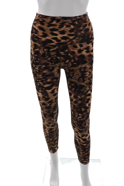 K-Deer Womens Ankle Animal Print Beige Leggings Size XS