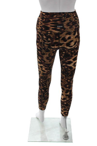 K-Deer Womens Ankle Animal Print Beige Leggings Size XS