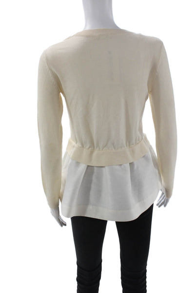 COS Unisex Pullover Sweater Beige 100% Wool Crewneck Long Sleeve Size XS
