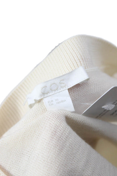 COS Unisex Pullover Sweater Beige 100% Wool Crewneck Long Sleeve Size XS