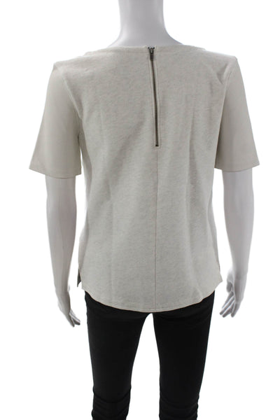 J Crew Collection Womens Basic Beige Round Neck Short Sleeve Blouse Size XS