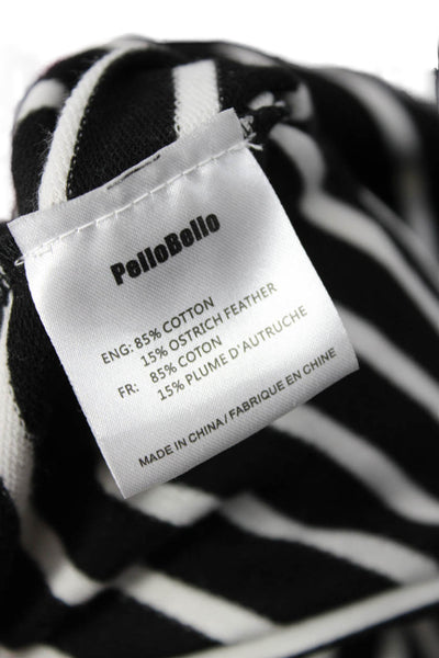 Pello Bello Women Black Striped Round Neck 3/4 Sleeve Top Size One Size
