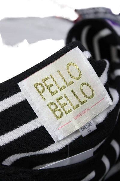 Pello Bello Women Black Striped Round Neck 3/4 Sleeve Top Size One Size