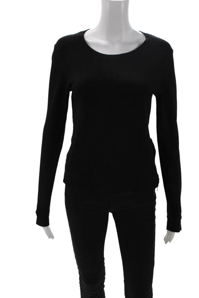 Feel The Piece Womens Basic Black Zip Round Neck Long Sleeve Sweater Size XS