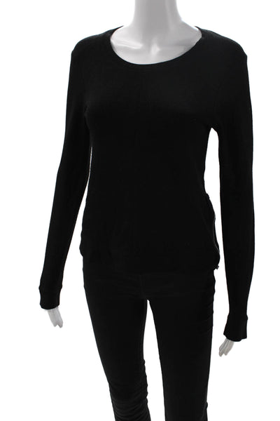 Feel The Piece Womens Basic Black Zip Round Neck Long Sleeve Sweater Size XS