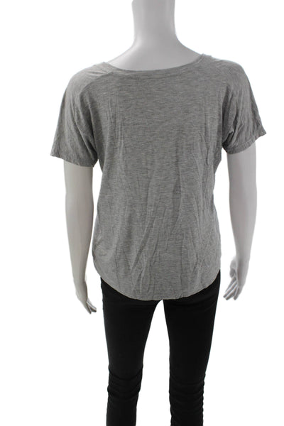 Feel The Piece Women Basic V-Neck Gray Short Sleeve T-Shirt Size XS