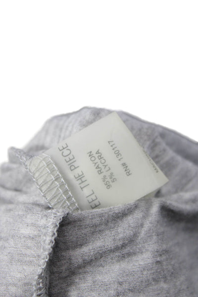 Feel The Piece Women Basic V-Neck Gray Short Sleeve T-Shirt Size XS