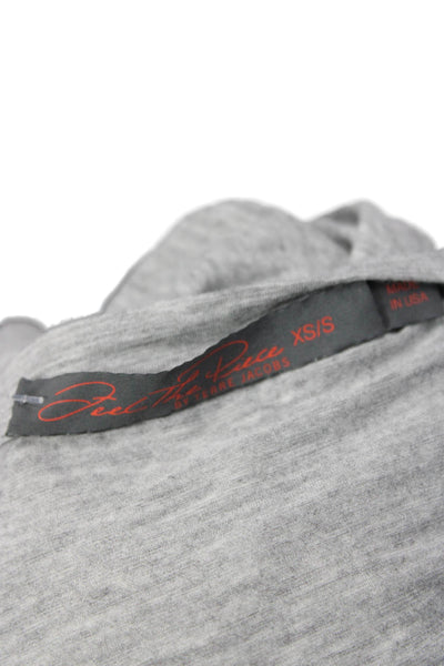 Feel The Piece Women Basic V-Neck Gray Short Sleeve T-Shirt Size XS