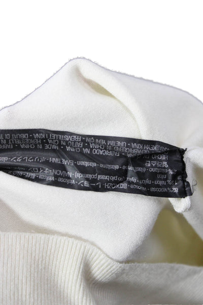 Zara Knit Unisex Pullover Sweater White Round Neck 3/4 Sleeve Size S