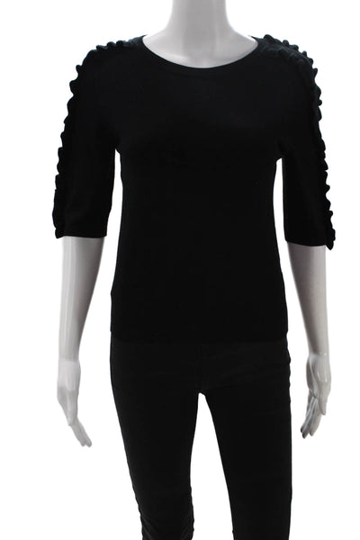 Zara Knit Unisex Pullover Sweater Black Viscose Nylon 3/4 Sleeve Size S