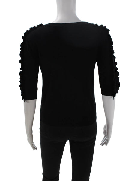 Zara Knit Unisex Pullover Sweater Black Viscose Nylon 3/4 Sleeve Size S