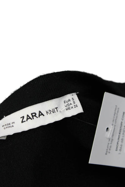 Zara Knit Unisex Pullover Sweater Black Viscose Nylon 3/4 Sleeve Size S