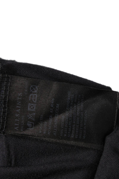 Allsaints Womens Black Graphic Round Neck Viscose Short Sleeve T-Shirt Size M