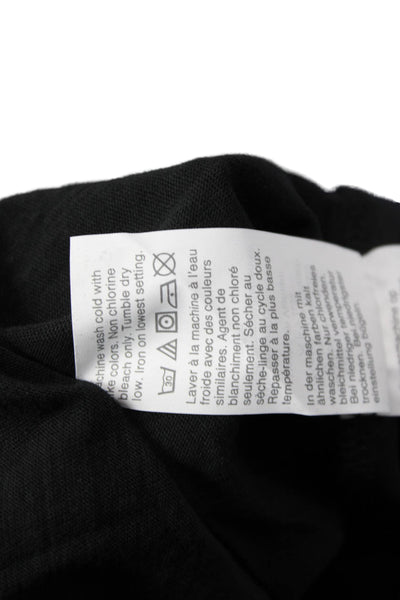 J Crew Womens Basic V-Neck Leather T-Shirt Black Short Sleeve Size 2XL