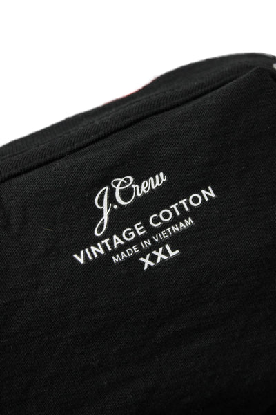 J Crew Womens Basic V-Neck Leather T-Shirt Black Short Sleeve Size 2XL