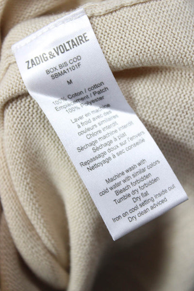 Zadig & Voltaire Unisex Pullover Beige Skull 100% Cotton Round Neck Size M