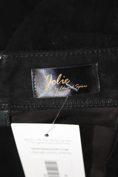 Jolie By Edward Spiers Women Mini Straight Pencil Skirt Black Goat Suede Size L