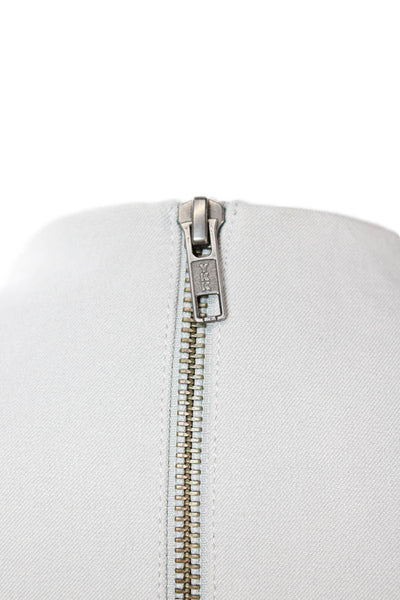 Helmut Lang Women Mini Sheath Dress Gray V-Neck Sleeveless Zip Size 2