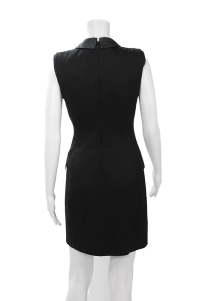 Rachel Zoe Women Sheath Mini Dress Black Wool Collared Sleeveless Size 2