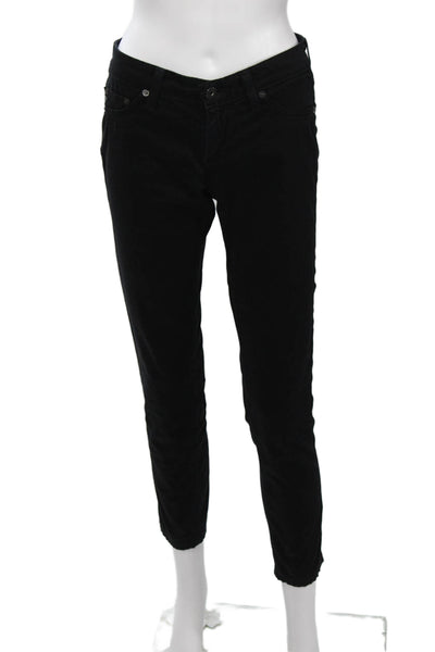 AG Womens Skinny Jeggings Black Mid Rise Button Size 25