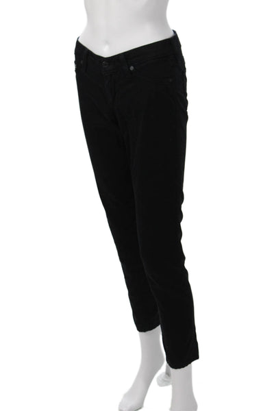 AG Womens Skinny Jeggings Black Mid Rise Button Size 25