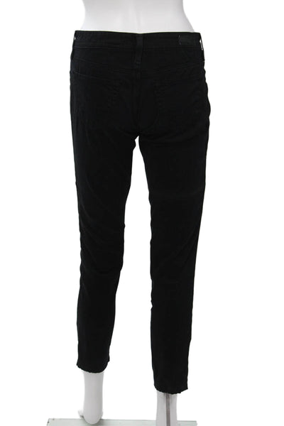 AG Womens Skinny Jeggings Black Mid Rise Button Size 25
