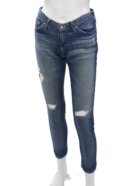 AG Womens Ankle Skinny Dark Blue Mid-Rise Jeans Size 25
