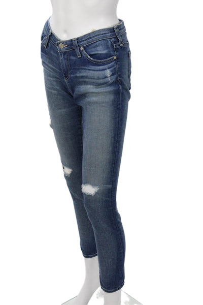 AG Womens Ankle Skinny Dark Blue Mid-Rise Jeans Size 25