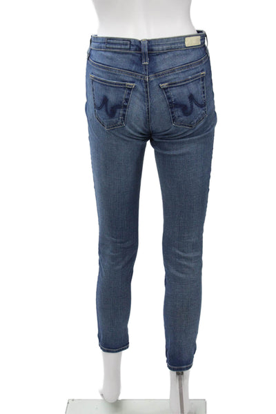 AG Womens Skinny Jeggings Black Mid Rise Button Size 25