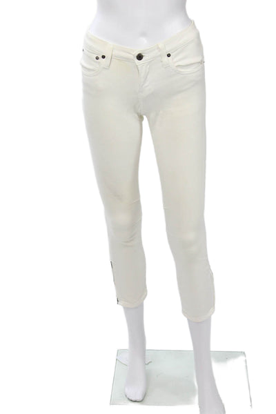 Helmut Lang Women Ankle Cropped White Pants Size 25