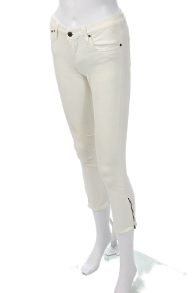 Helmut Lang Women Ankle Cropped White Pants Size 25